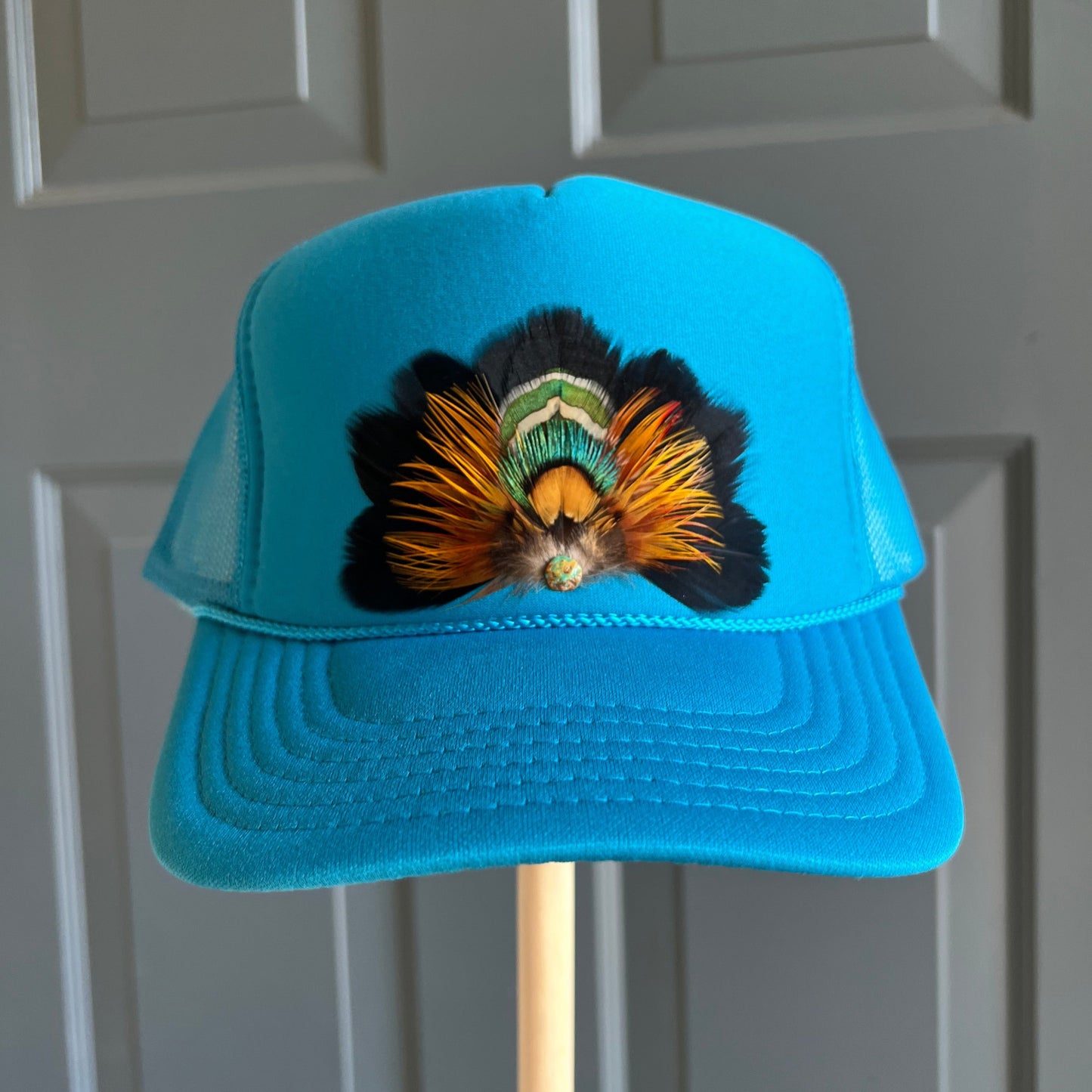 Blue Kingfisher Feather Trucker Hat