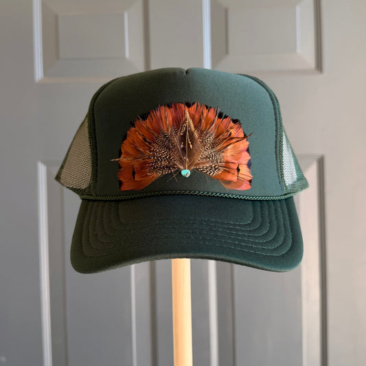 Hunter Green Copper Feather Trucker Hat