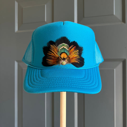Blue Kingfisher Feather Trucker Hat