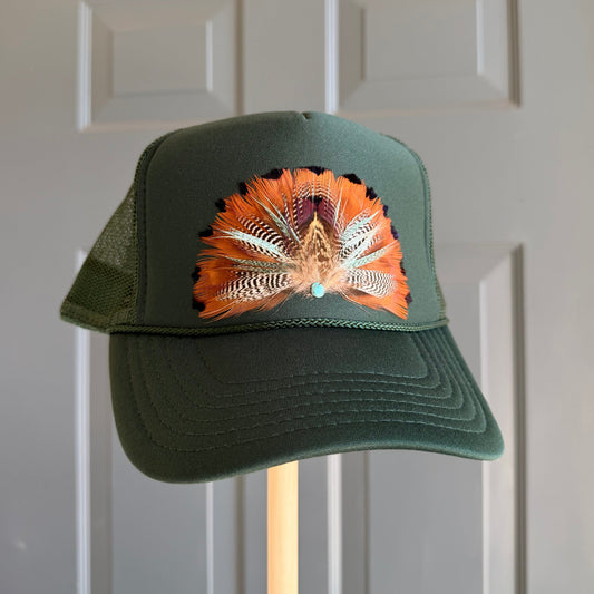 Forest Green Flyover Feather Trucker Hat