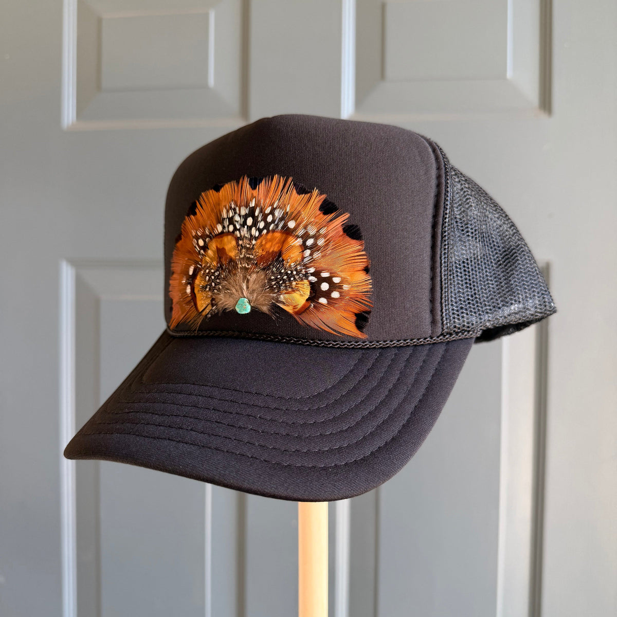 Autumn Sun Feather Trucker Hat
