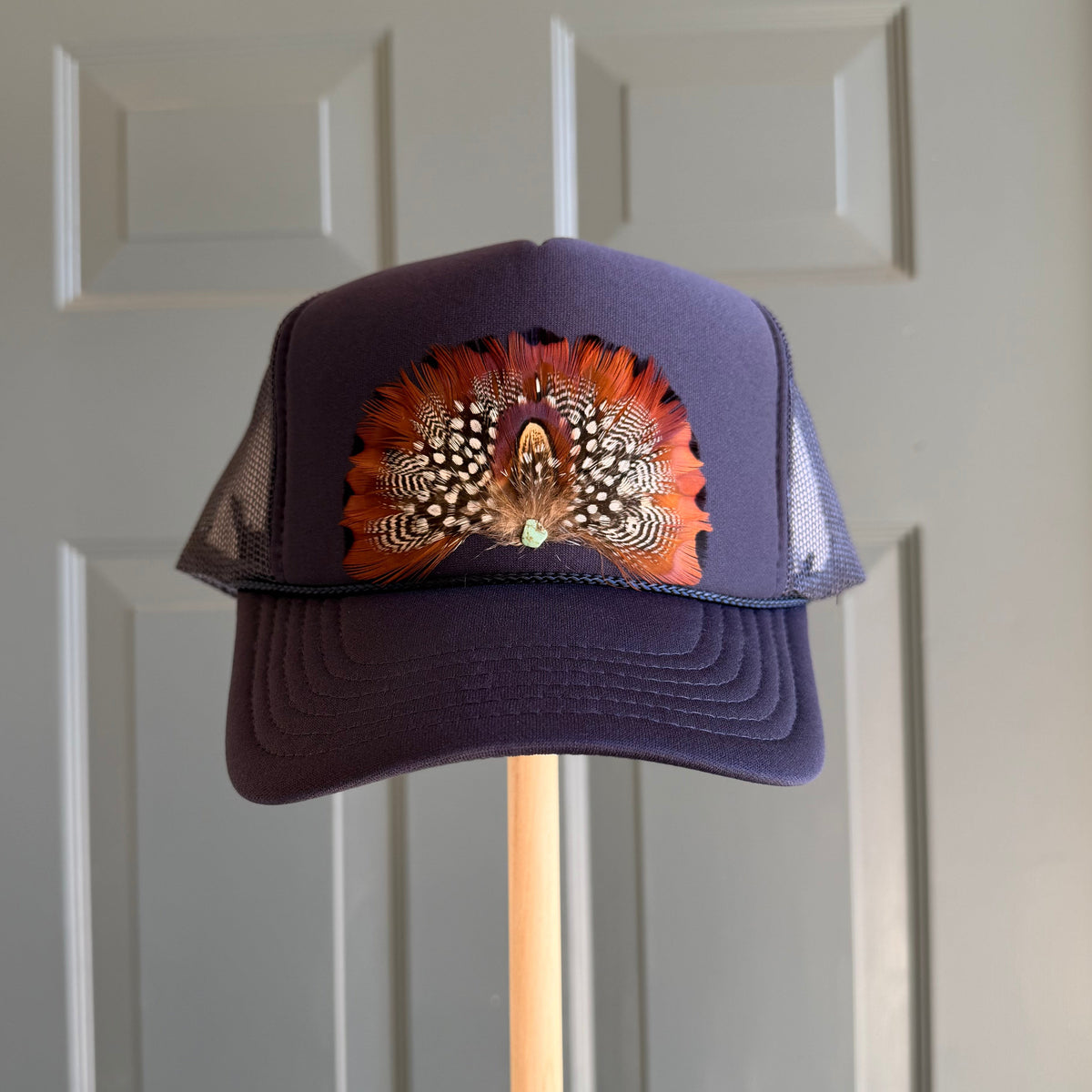 Navy Tarnation Feather Trucker Hat