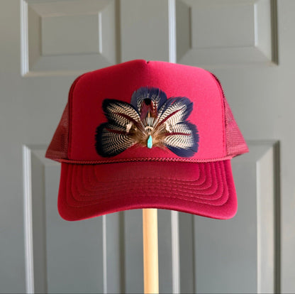 Maroon Team Spirit Feather Trucker Hat