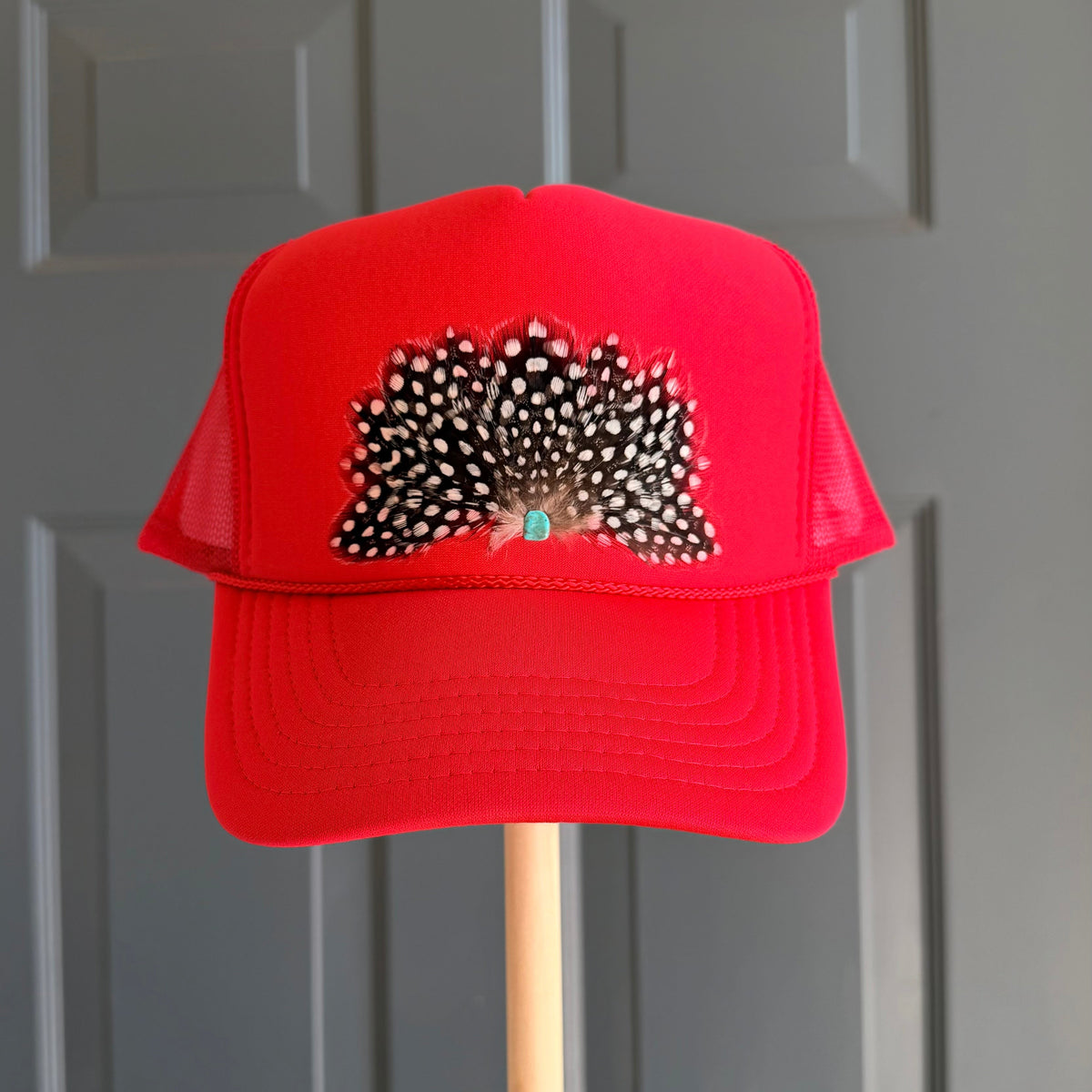 Cajun Polka Dots Feather Trucker Hat