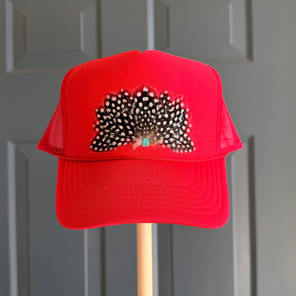 Cajun Polka Dots Feather Trucker Hat