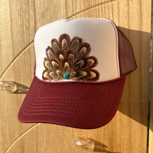 Roam 2Tone Maroon Feather Trucker