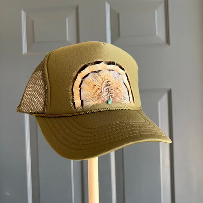 Olive Kisatchie Feather Trucker Hat