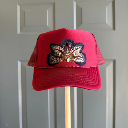 Maroon Team Spirit Feather Trucker Hat