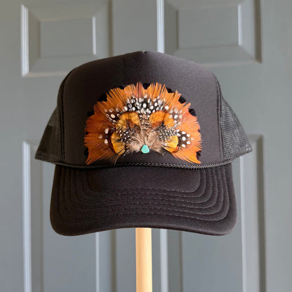 Autumn Sun Feather Trucker Hat