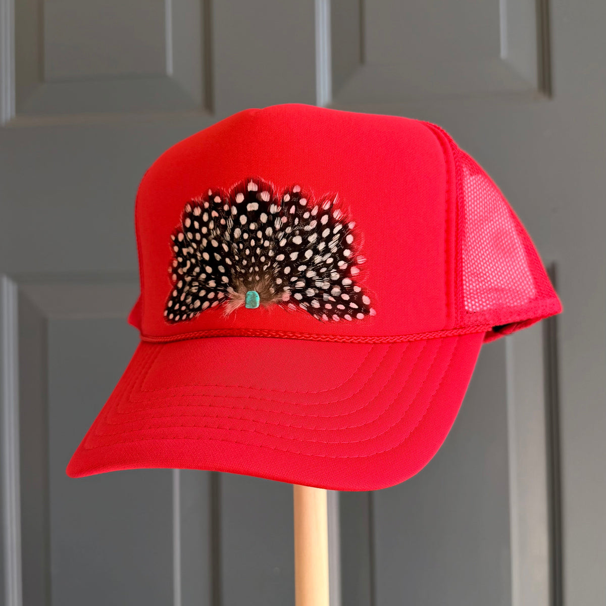 Cajun Polka Dots Feather Trucker Hat
