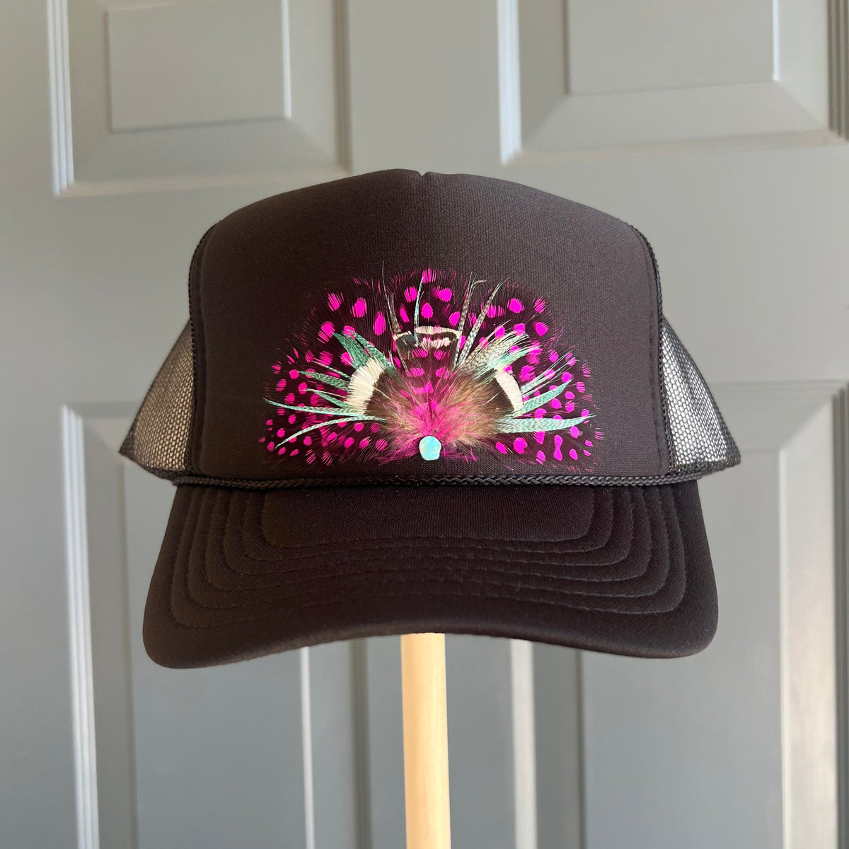 Black Fandango Feather Trucker Hat