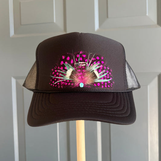 Black Fandango Feather Trucker Hat