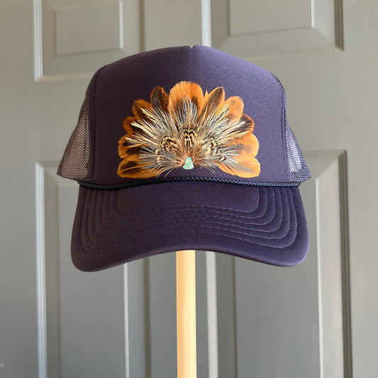 Quill Navy Feather Trucker Hat