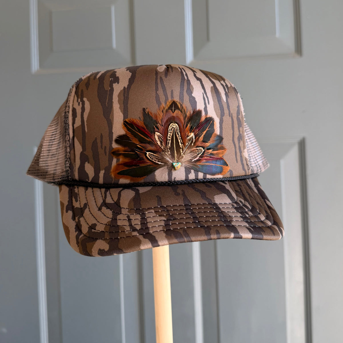 Mossy Oak Camo Feather Trucker Hat