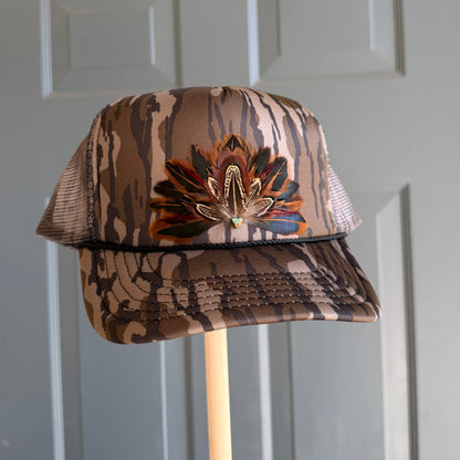 Mossy Oak Camo Feather Trucker Hat