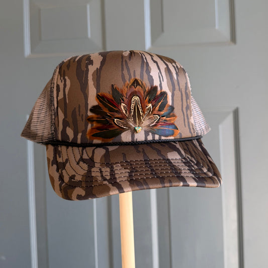 Mossy Oak Camo Feather Trucker Hat