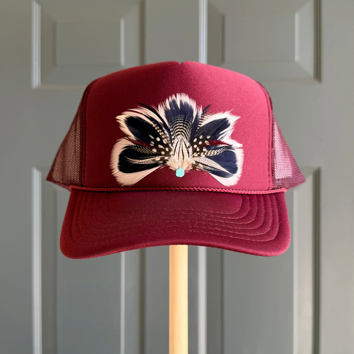 Burgundy Kickoff Feather Trucker Hat