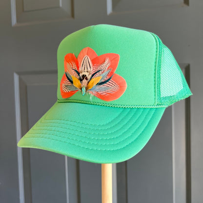 Cactus Hibiscus Feather Trucker Hat