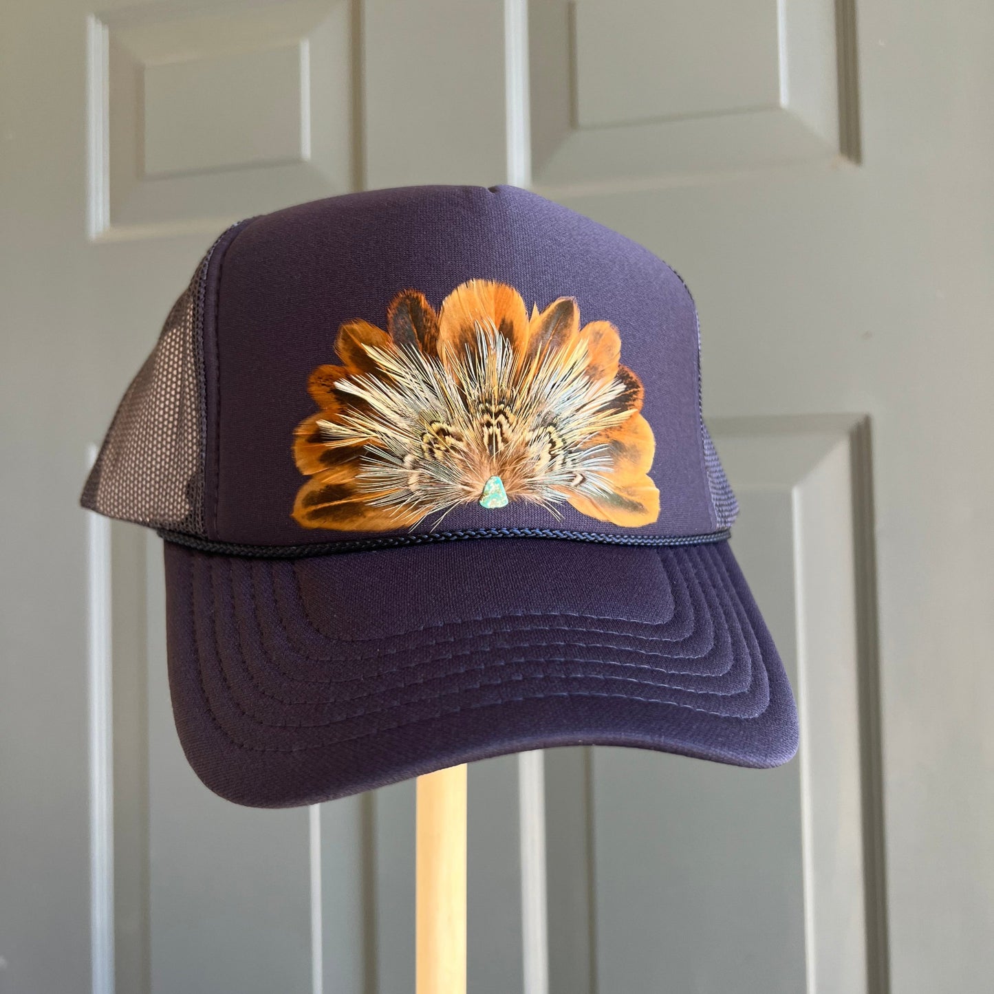 Quill Navy Feather Trucker Hat