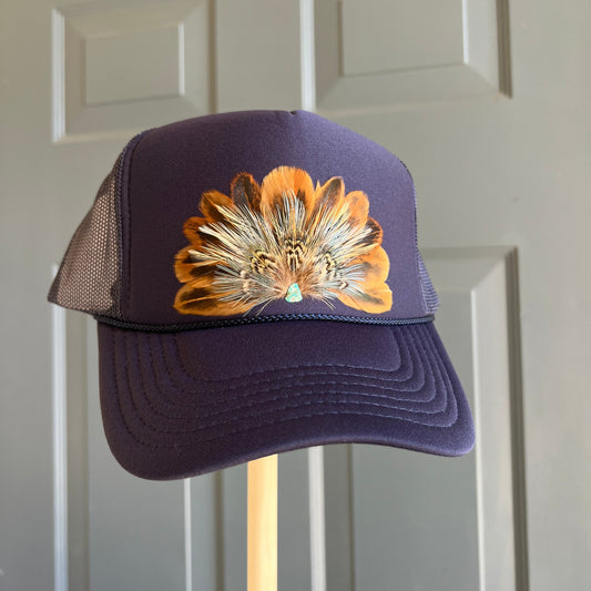 Quill Navy Feather Trucker Hat
