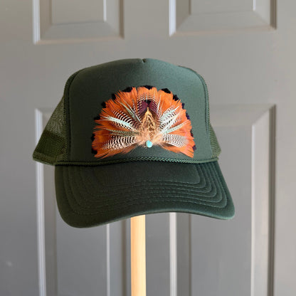 Forest Green Flyover Feather Trucker Hat