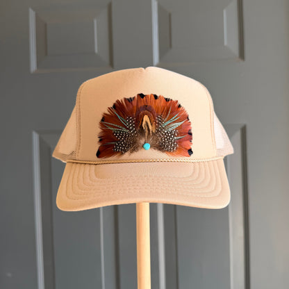 Beige Old Town Feather Trucker Hat