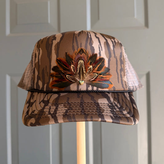 Mossy Oak Camo Feather Trucker Hat