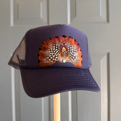 Navy Tarnation Feather Trucker Hat