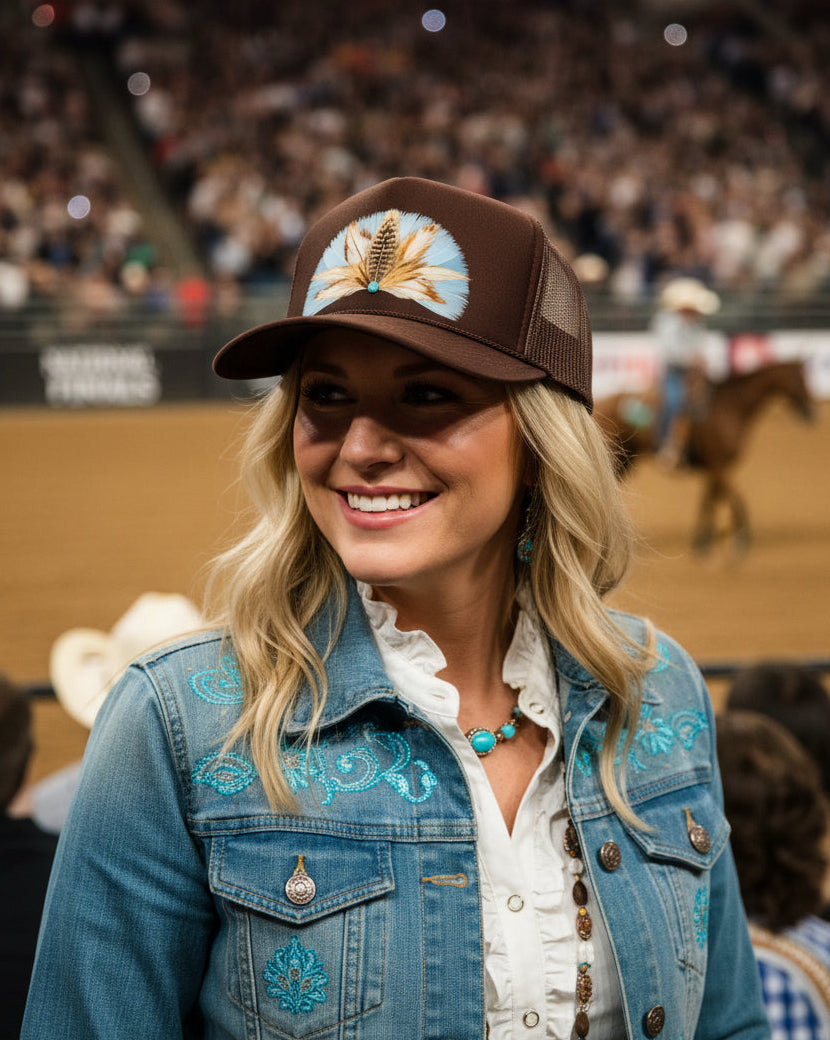 Dulce Sky Feather Trucker Hat
