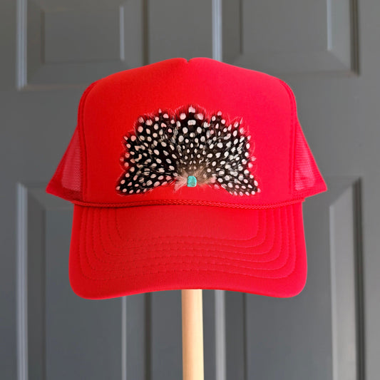 Cajun Polka Dots Feather Trucker Hat