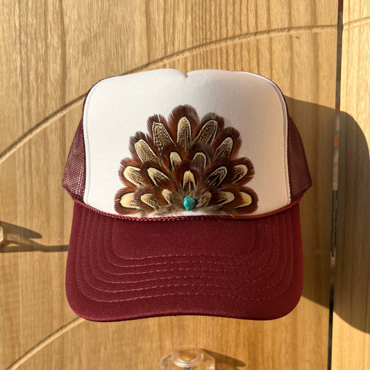 Roam 2Tone Maroon Feather Trucker