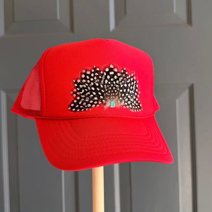 Cajun Polka Dots Feather Trucker Hat