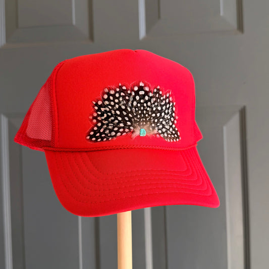 Cajun Polka Dots Feather Trucker Hat