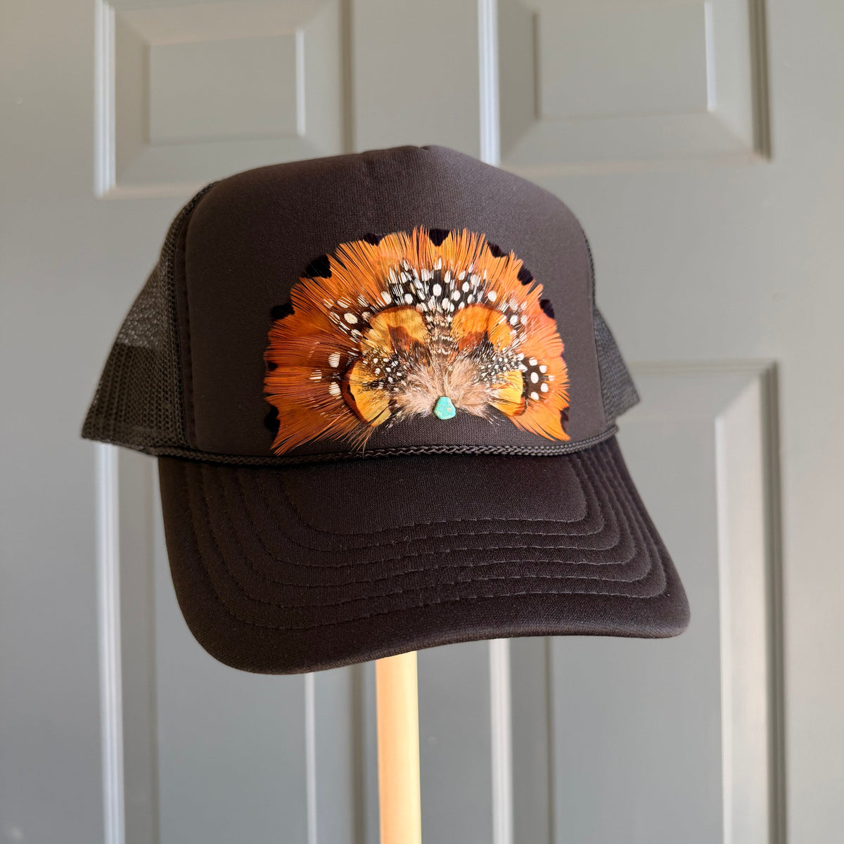 Autumn Sun Feather Trucker Hat