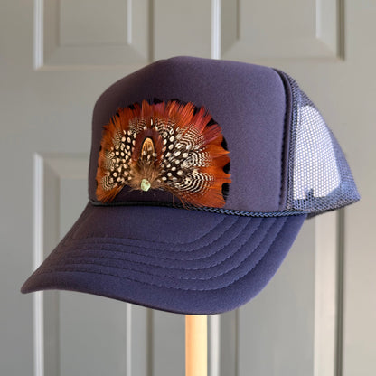 Navy Tarnation Feather Trucker Hat