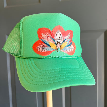 Cactus Hibiscus Feather Trucker Hat