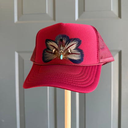 Maroon Team Spirit Feather Trucker Hat