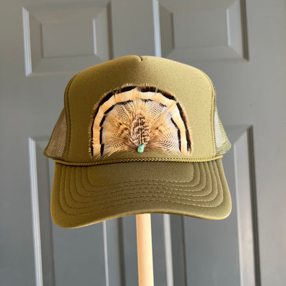 Olive Kisatchie Feather Trucker Hat