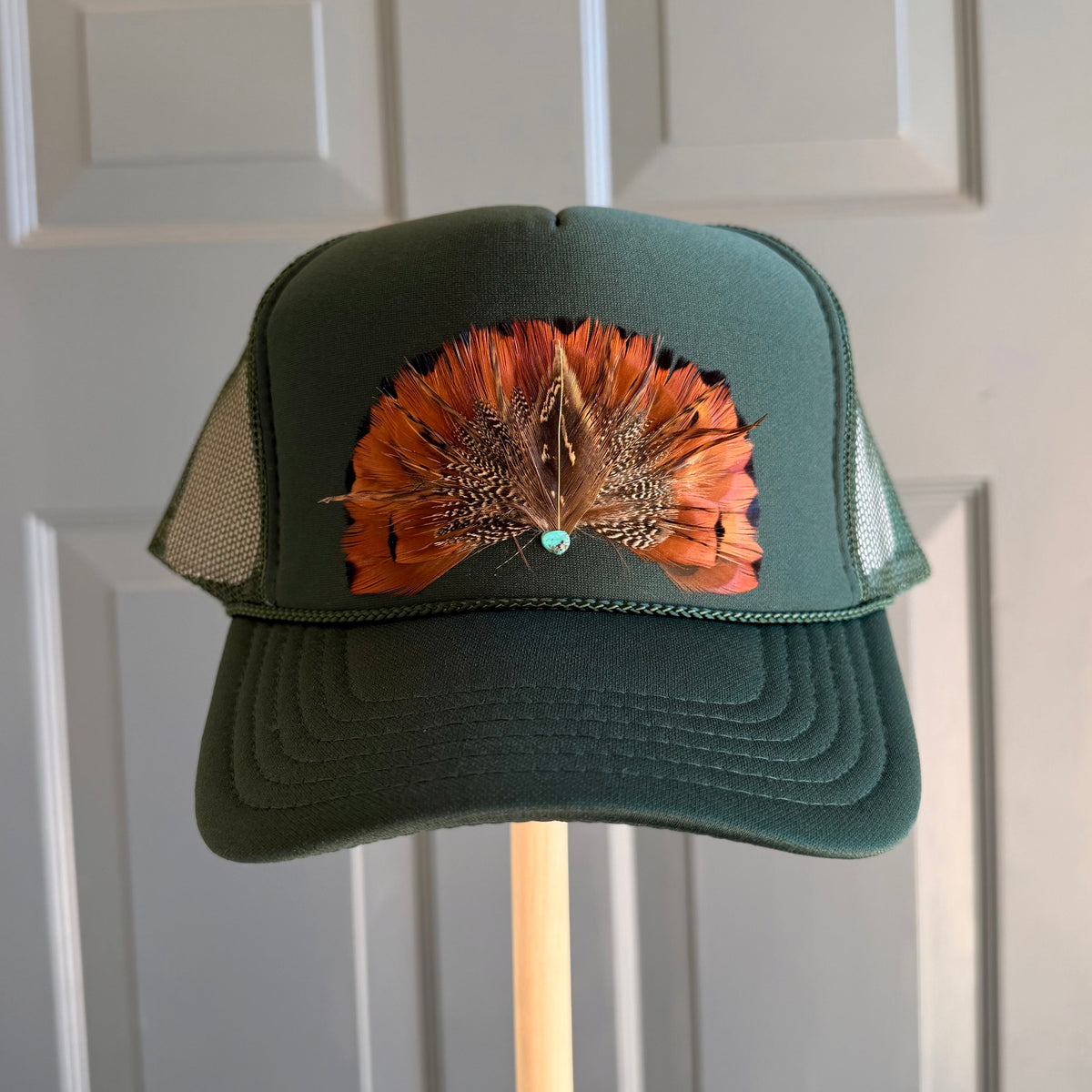 Hunter Green Copper Feather Trucker Hat