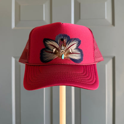 Maroon Team Spirit Feather Trucker Hat