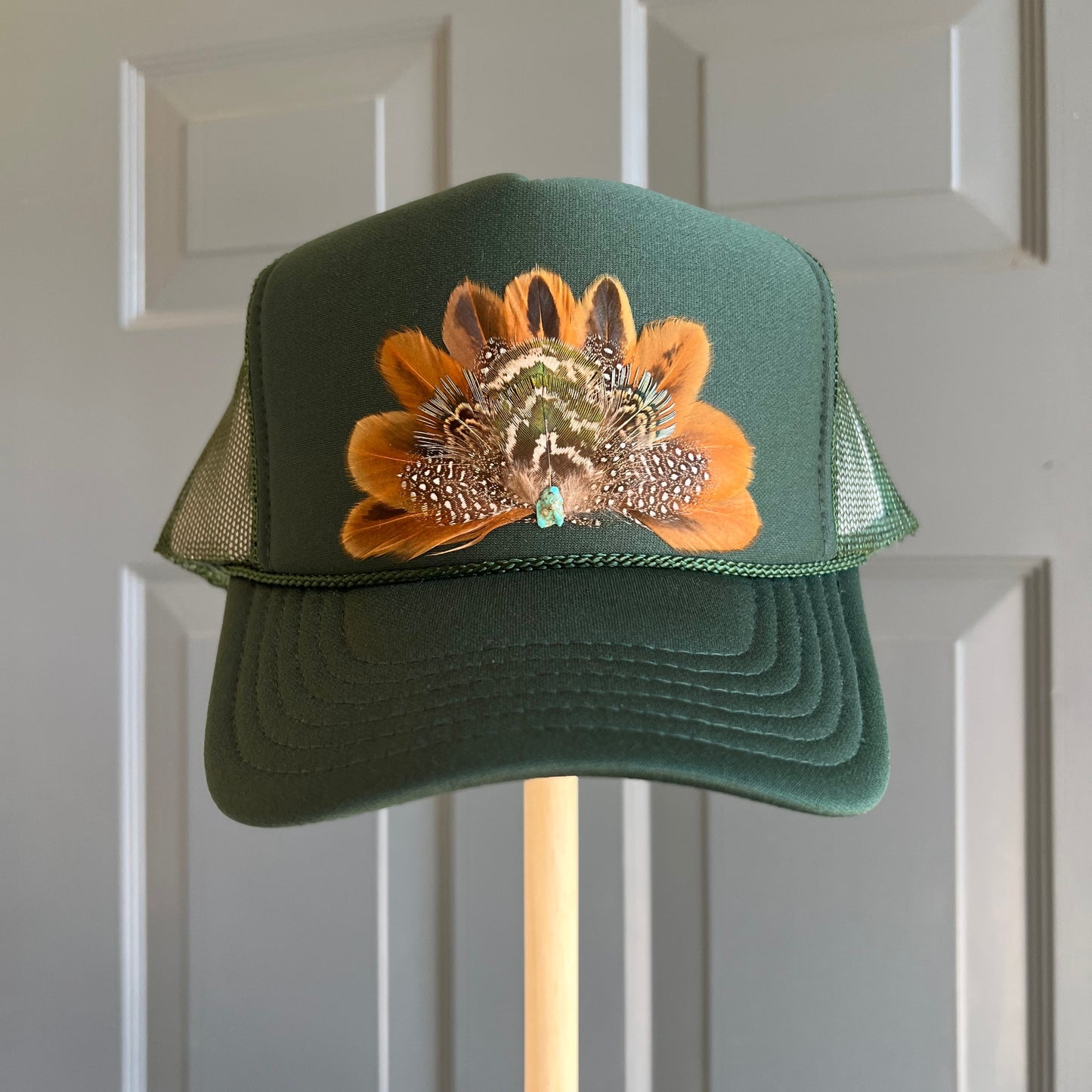 Cypress Hunter Green Feather Trucker Hat