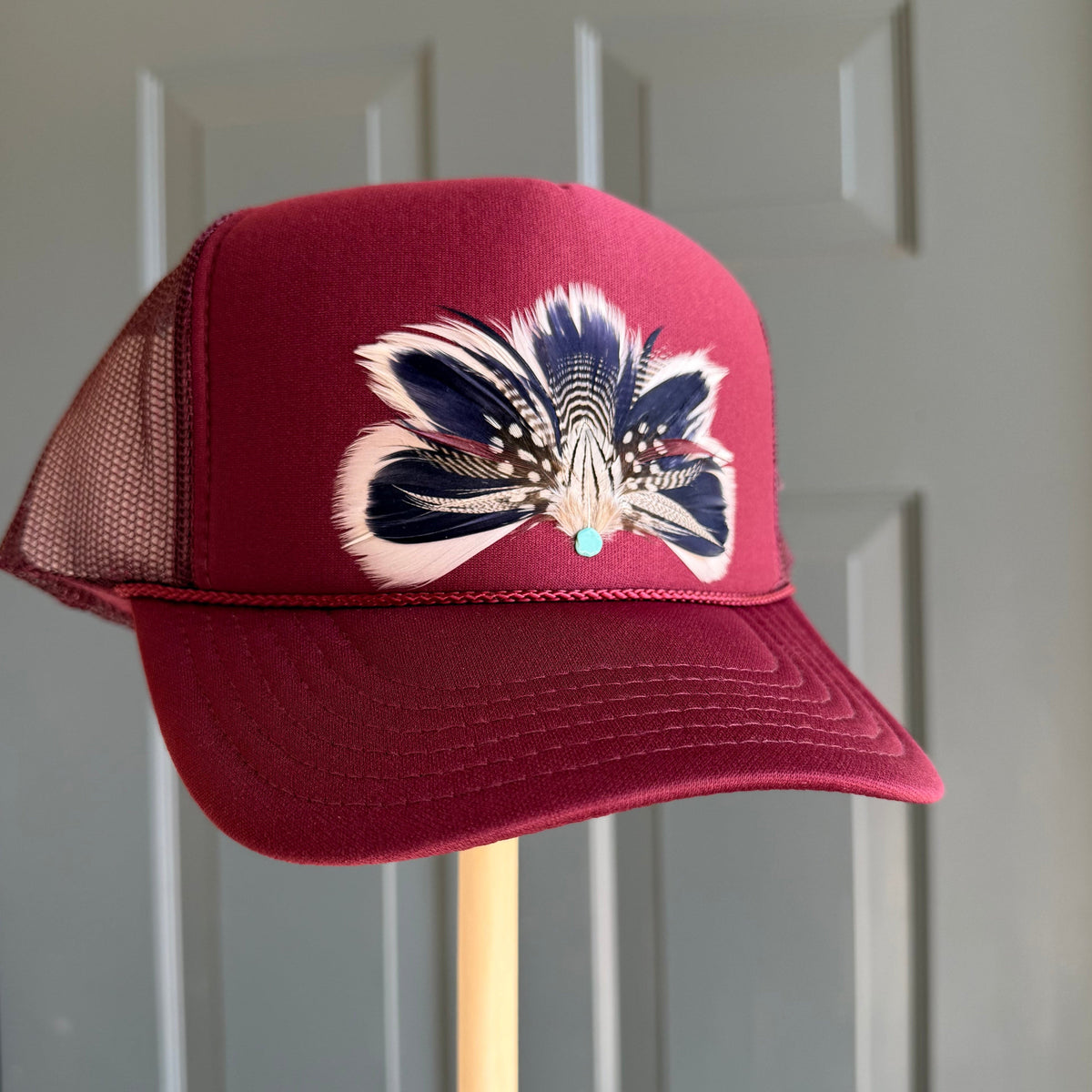 Burgundy Kickoff Feather Trucker Hat