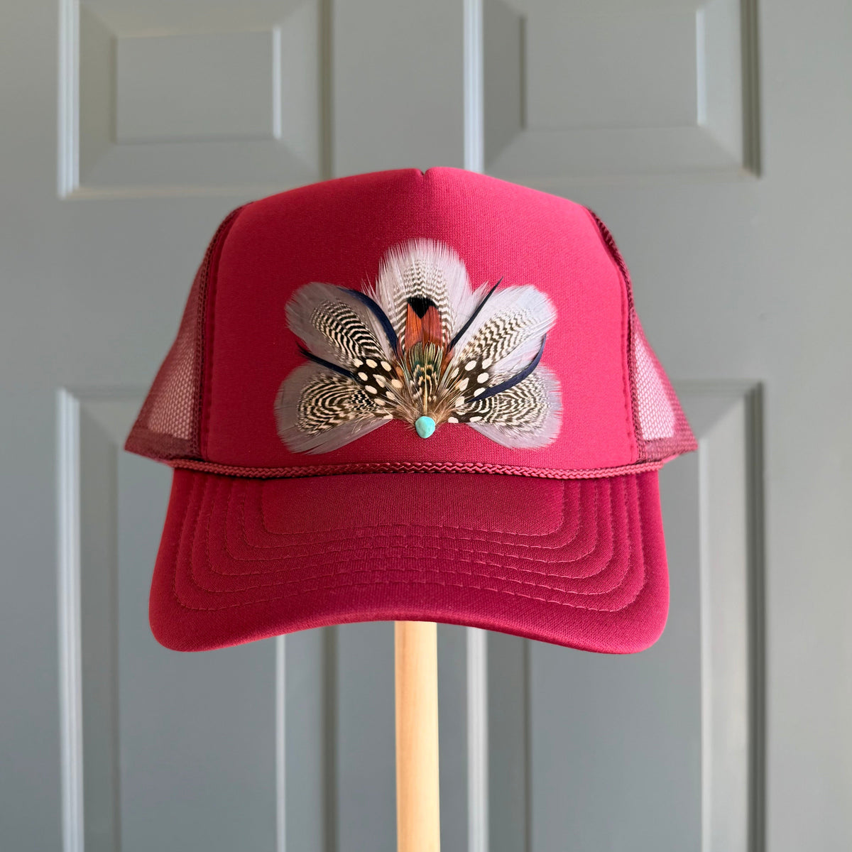 Maroon Endzone Feather Trucker Hat