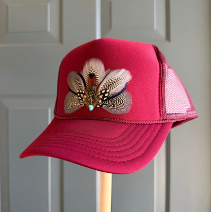 Maroon Endzone Feather Trucker Hat