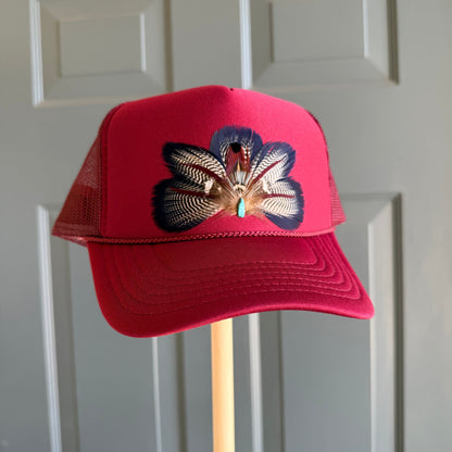 Maroon Team Spirit Feather Trucker Hat