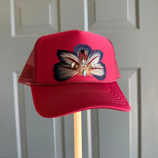 Maroon Team Spirit Feather Trucker Hat