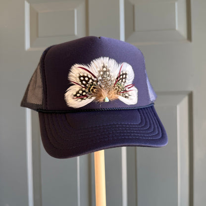 Navy Varsity Feather Trucker Hat