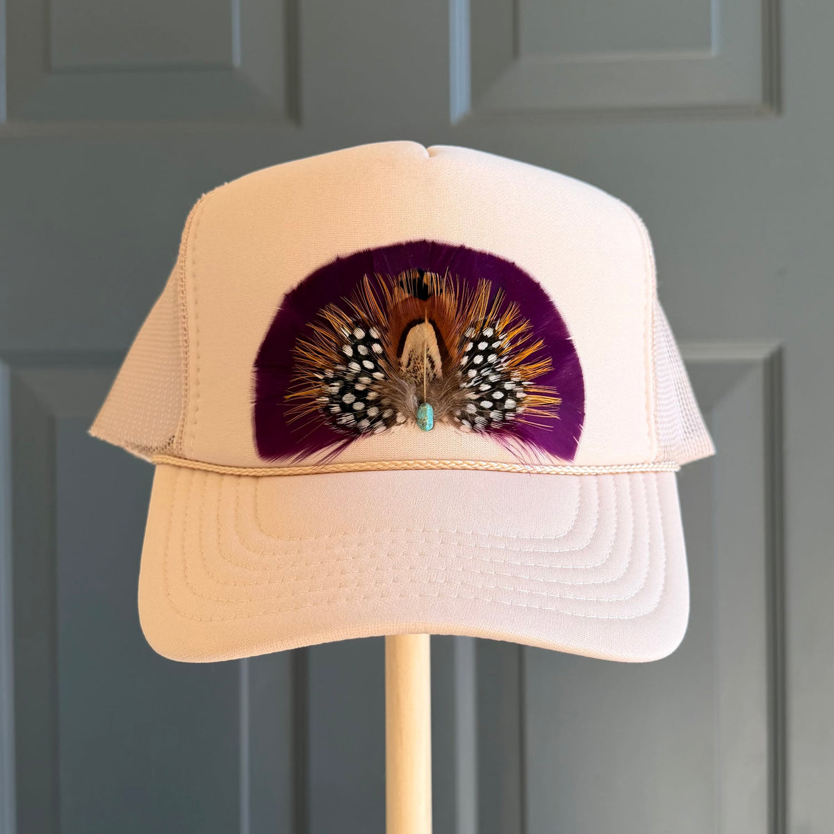 Beige Geaux Tigers Feather Trucker Hat