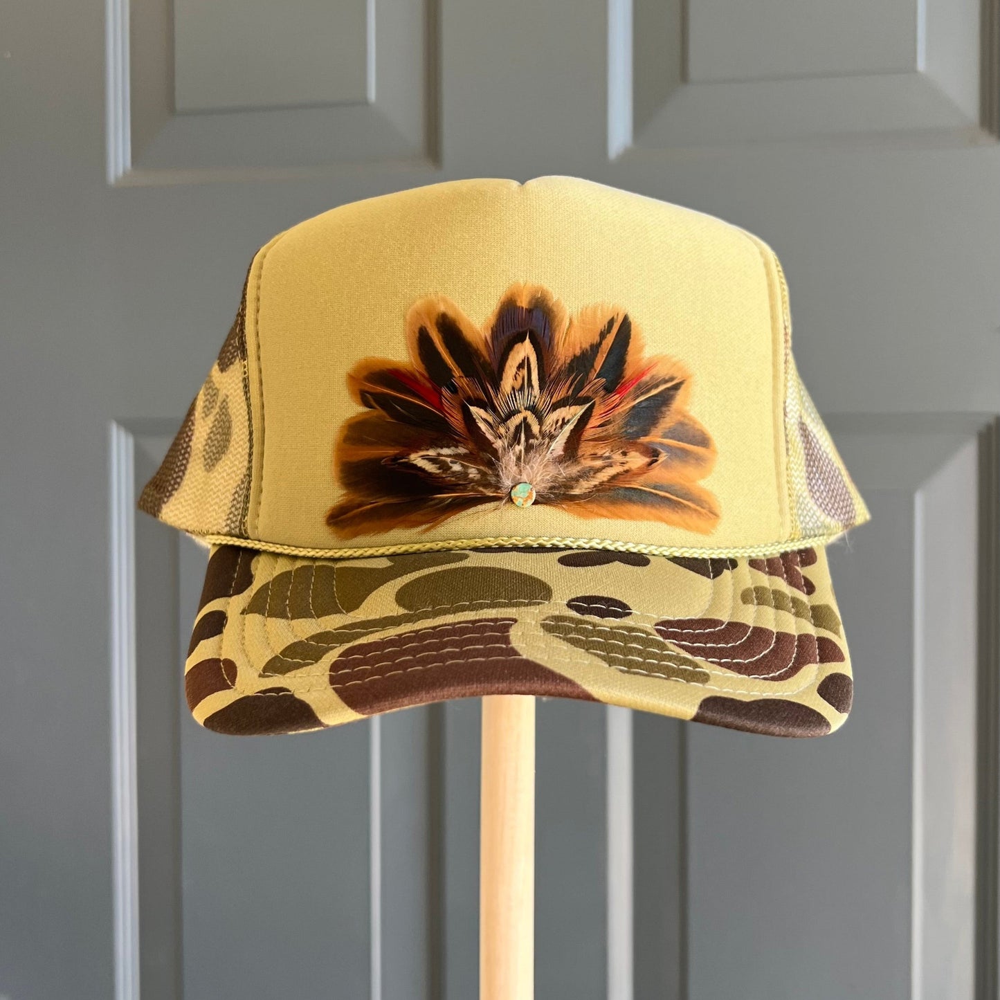 Camo Marshland Feather Trucker Hat