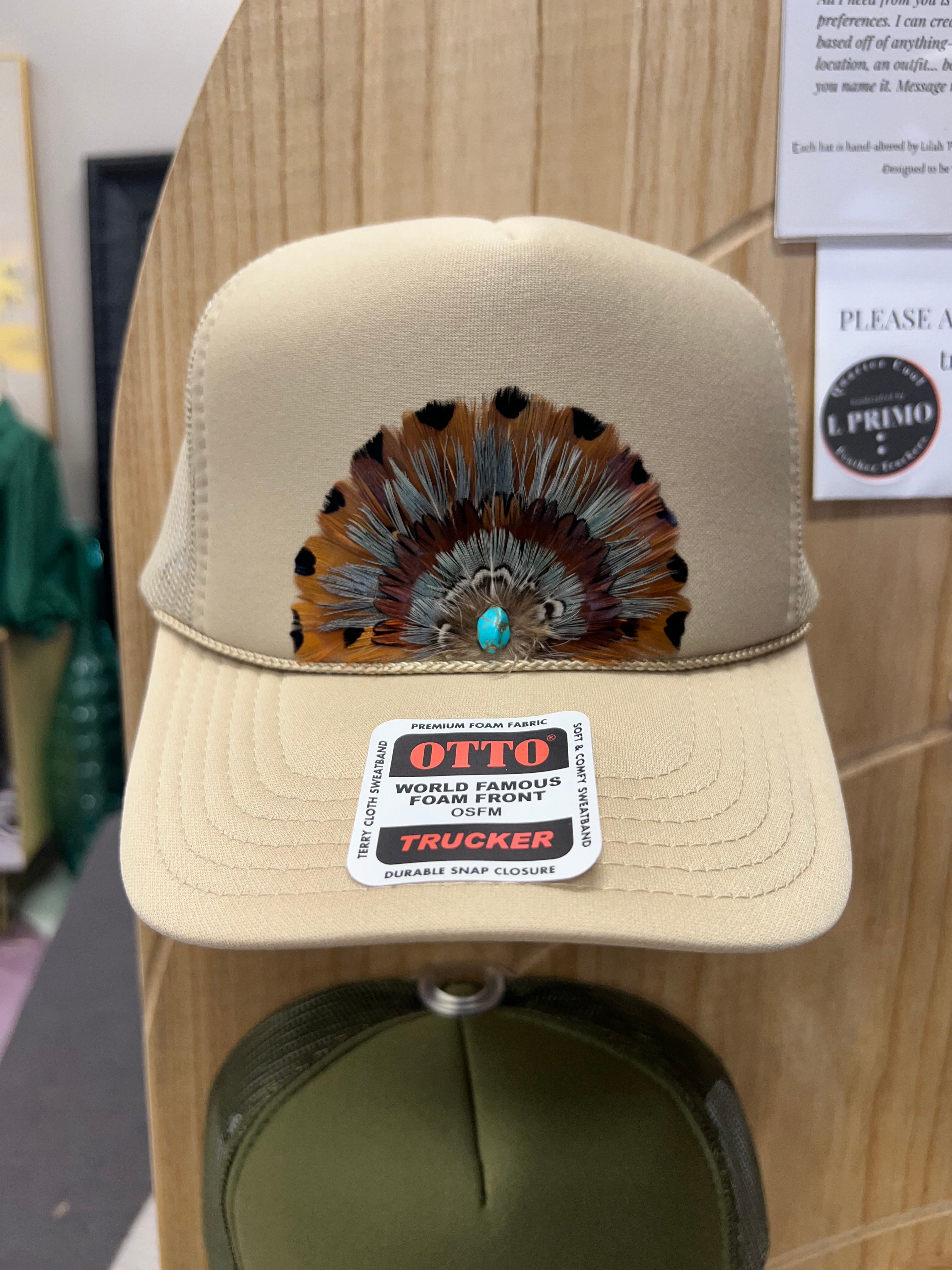 Sundown Cream Feather Trucker